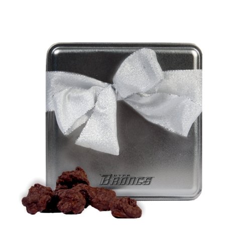 Broncs Decadent Chocolate Clusters Silver Medium Tin ‘utpa Broncs Engraved’ logo