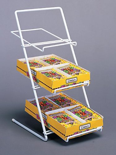Candy / Gum / Chocolate Countertop Display Rack / 3 Tier Slant Back Store Wire Racks, White logo