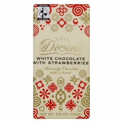 Divine Chocolate White With Strawberries (10×3.5 Oz) logo
