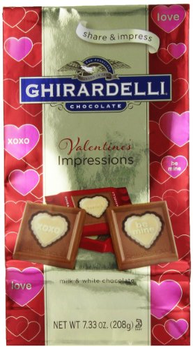 Ghirardelli Limited Edition Valentine’s Impressions Squares Milk Chocolate, White, 7.33 Ounce logo