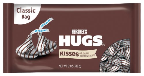 Hershey’s Hugs, Milk Chocolate Kisses Hugged By White Creme, 12 ounce Bags (Pack of 4) logo