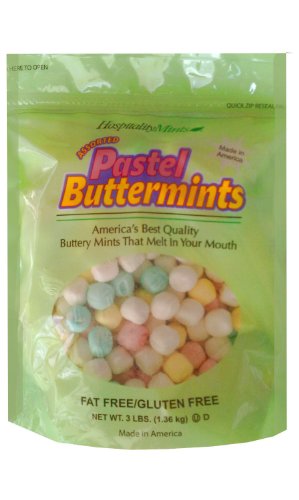 Hospitality Pastel Butter Mints Large 3 Lb. Bag, Made In America logo