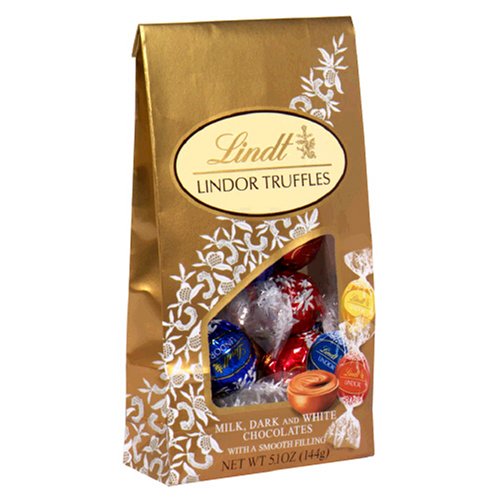 Lindt Lindor Truffles Assorted Chocolates (milk, Dark & White), 5.1 ounce Bags (Pack of 4) logo