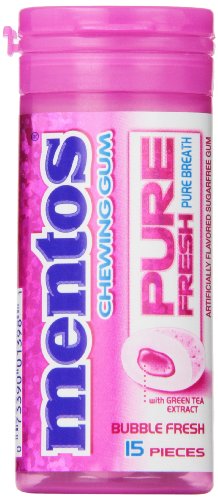 Mentos Gum Pure Bubble Fresh Mint In Pocket Bottle, 1.06 Ounce (Pack of 10) logo