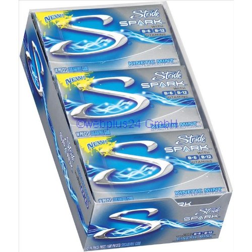 New!! Stride Spark Gum With B+6, B+12 Vitamins, Kinetic Mint Flavored logo