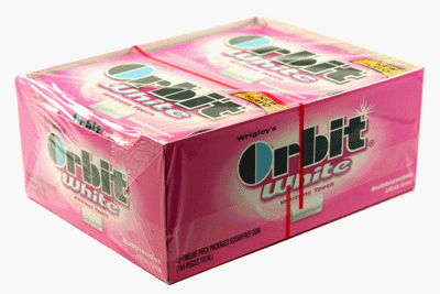 Orbit White Bubblemint Card 12 Pack Box logo