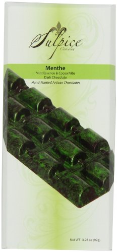 Sulpice Chocolat Menthe Hand Painted Dark Chocolate Bar With Mint Essence and Cocoa Nibs, 3.25 Ounce logo