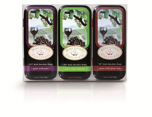 Wine Lover’s Chocolate Premium 61% Dark Chocolate, Pairs With Syrah, 3.5 ounce Tins (Pack of 4) logo
